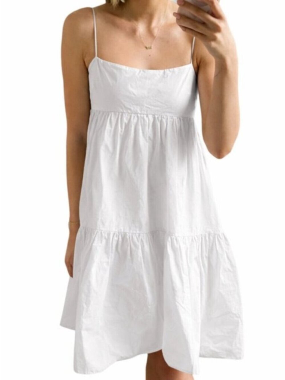 Aritzia Wilfred Poplin Satire Tiered Dress White Size XXS - Picture 3 of 8